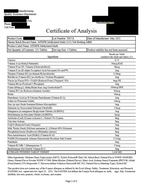 MTHFR Supplement: Methylfolate + B12 Chewable Multivitamin