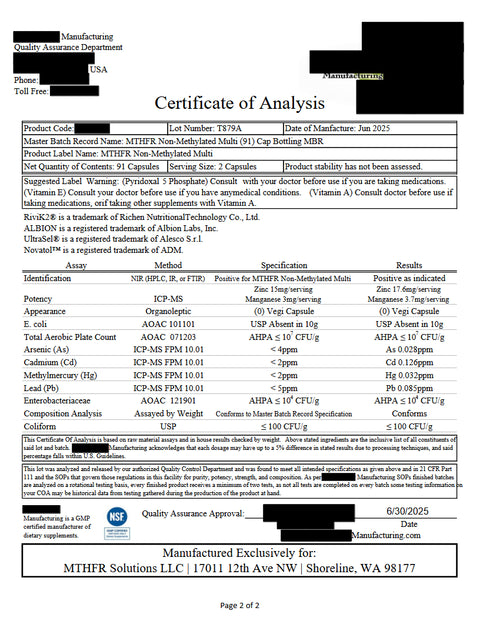Non-Methylated Multivitamin with Cognitive Nutrients