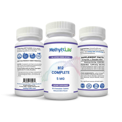 Methylated B Vitamins: MTHFR Folate, B12 Methylcobalamin & Cofactors for Mood Support - Methyl-Life® Supplements