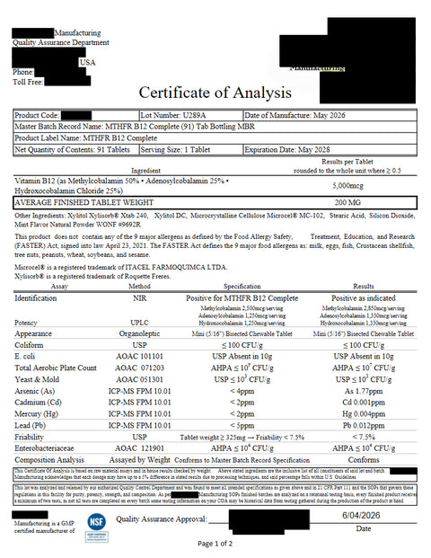 Vitamin B12 5000 mcg (Methylcobalamin B12 Complete) – 3 Bioactive Forms
