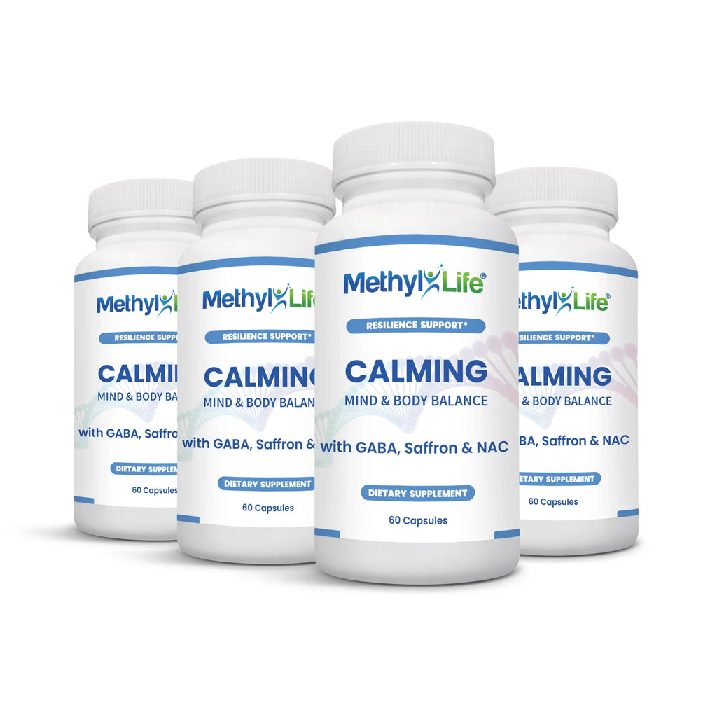 Wholesale: (4 bottles) CALMING - Reduce Stress with Gaba & Saffron for Anxiety - Methyl-Life® Supplements