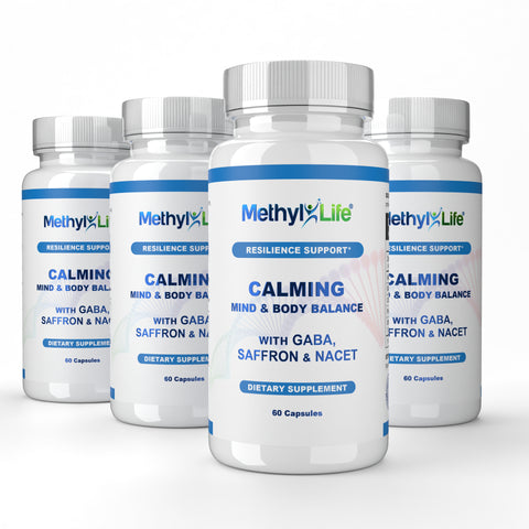 Wholesale: (4 bottles) CALMING - Reduce Stress with Gaba & Saffron for Anxiety