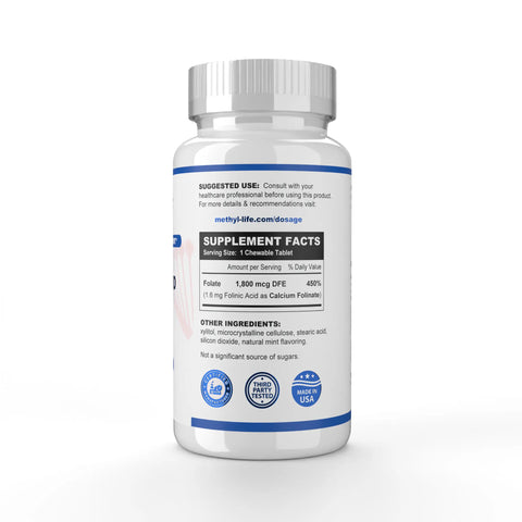 Folate 1.6 mg (Calcium Folinate) as Methyl-Life®’s Folinic Acid - Best Sellers - Methyl-Life® Supplements