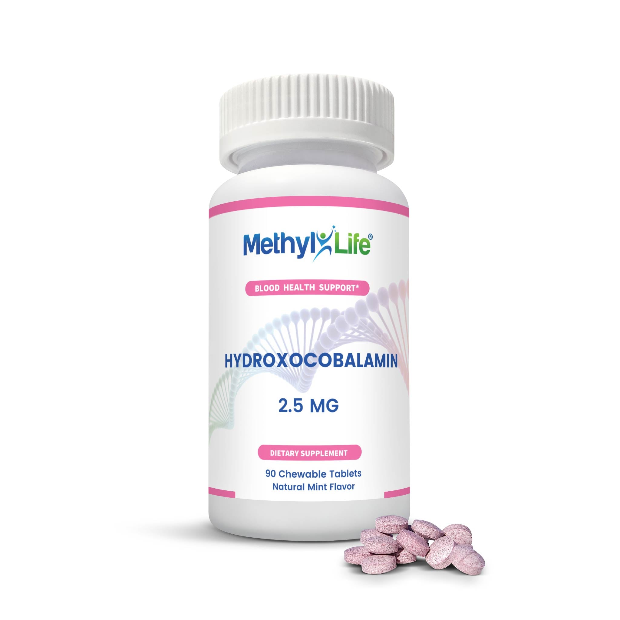 Vitamin B12 - Hydroxocobalamin - bottle + 90 ct chewable tablets - Methyl-Life