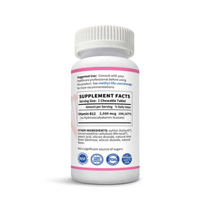 Vitamin B12 - Hydroxocobalamin - bioavailable form - supplement facts - 90 day supply - Chewables - Methyl-Life