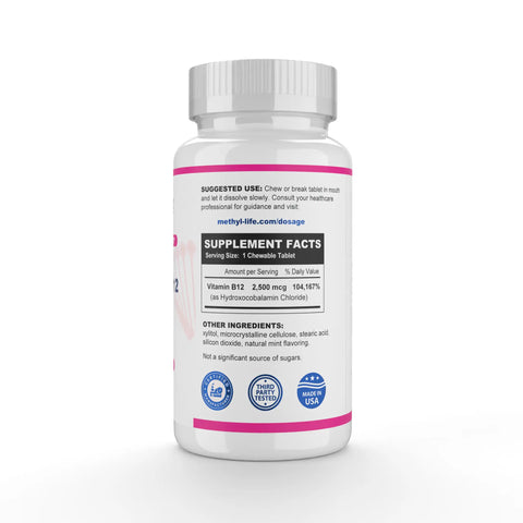 Vitamin B12 Tablets (Sublingual B12 as Bioavailable Hydroxy) – Supports Brain & Red Blood Cells