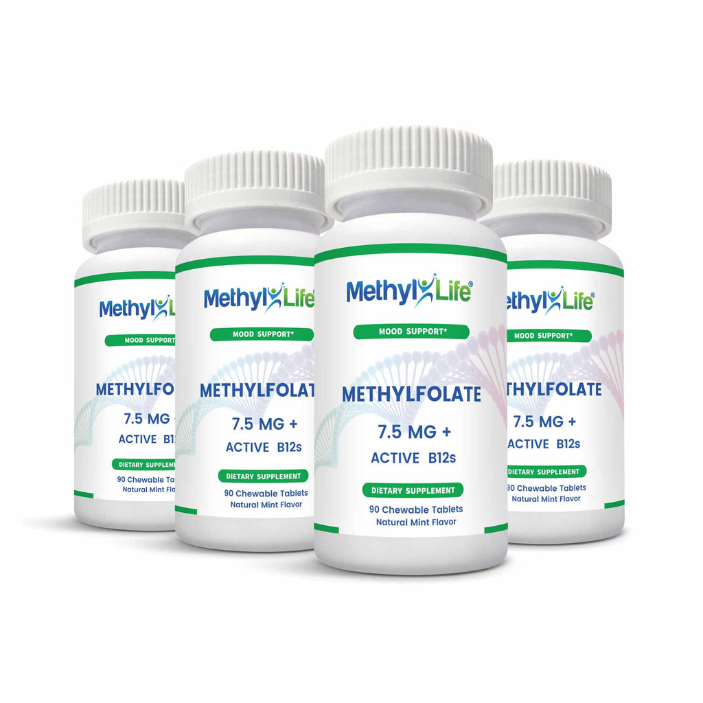Wholesale: 4 pack of Methylfolate 7.5+ Active B12 (4 bottles - 90 ct each) - Methyl-Life