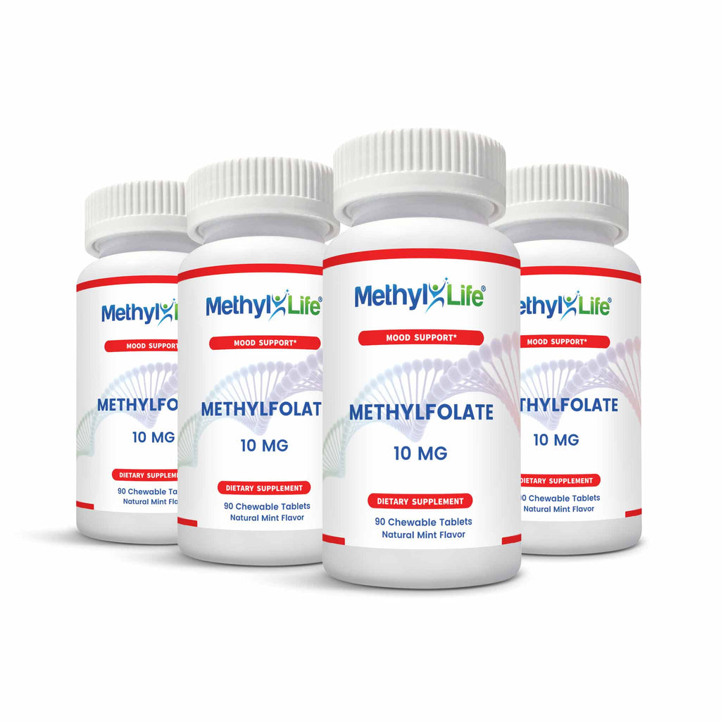 Wholesale: 4-pack of Methylfolate 10 (4 bottles - 90 chew tabs each bottle) - Methyl-Life
