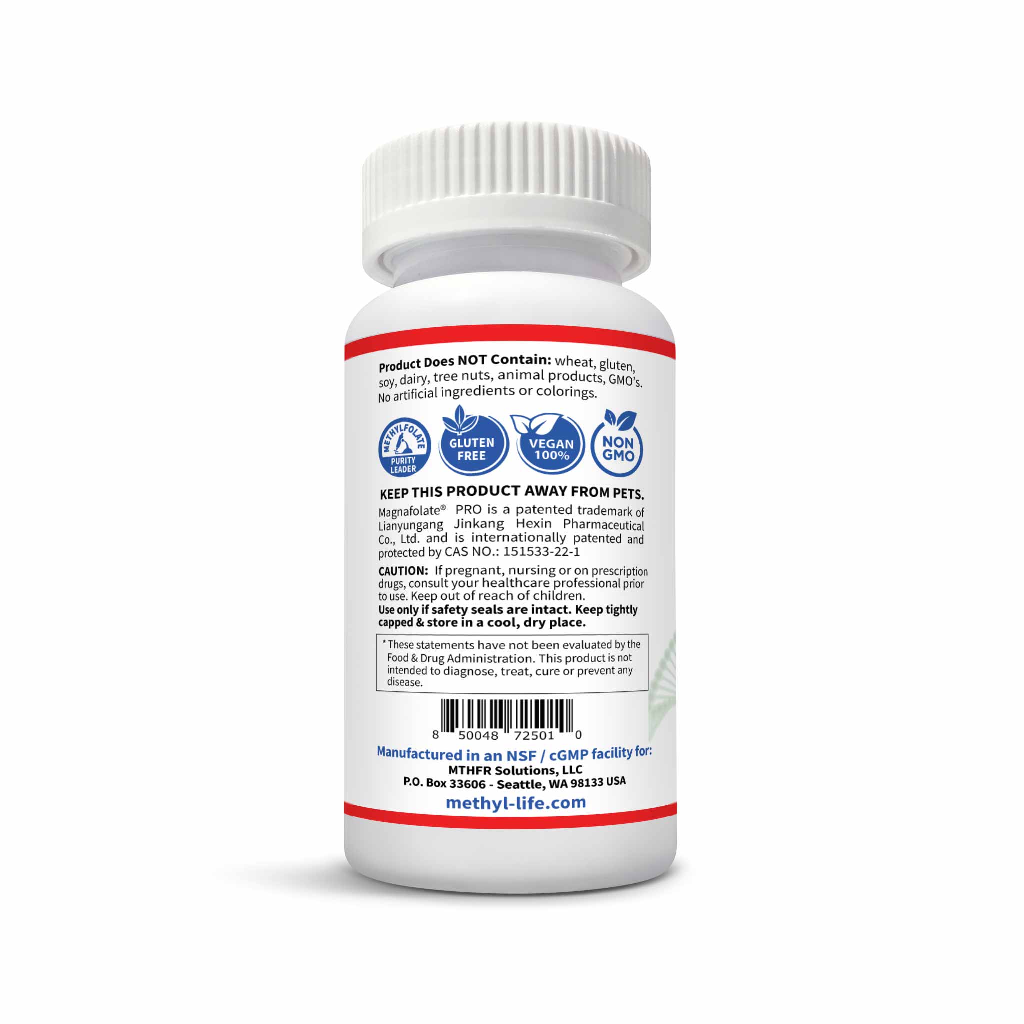 Methylfolate 10 mg - bottle barcode - Raise Mood - Purest L-Methylfolate - 90 ct chewables - Methyl-Life