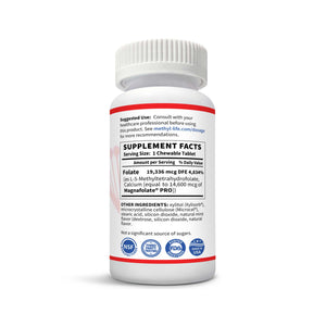 Methylfolate 10 mg - bottle supplement facts - Raise Mood - Purest L-Methylfolate - 90 ct chewables - Methyl-Life