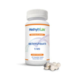 Methylfolate 5 mg - Brain/Mood Health - bottle front + chew tabs - Purest L-Methylfolate - 90 ct - Methyl-Life