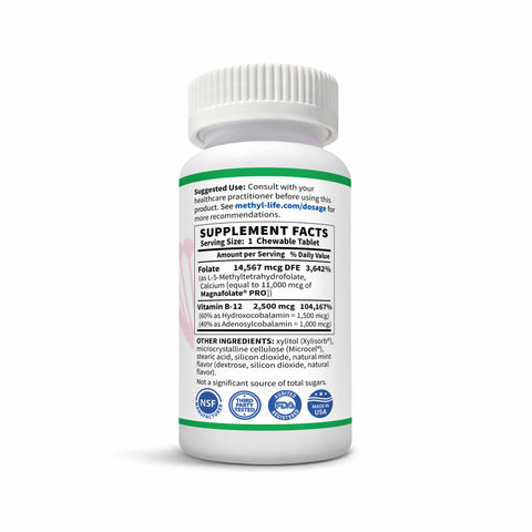 L Methylfolate 7.5 mg + Vitamin B12 Tablets - Methyl-Life® Supplements