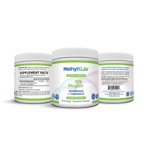 Magtein Magnesium L-Threonate - stir in, no added ingredients, powder - all label sides view