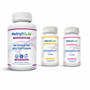 Pregnancy Bundle (3 product bottles) - Chewable Methylated Multi + L-Methylfolate 2.5 + Hydroxocobalamin - Methyl-Life