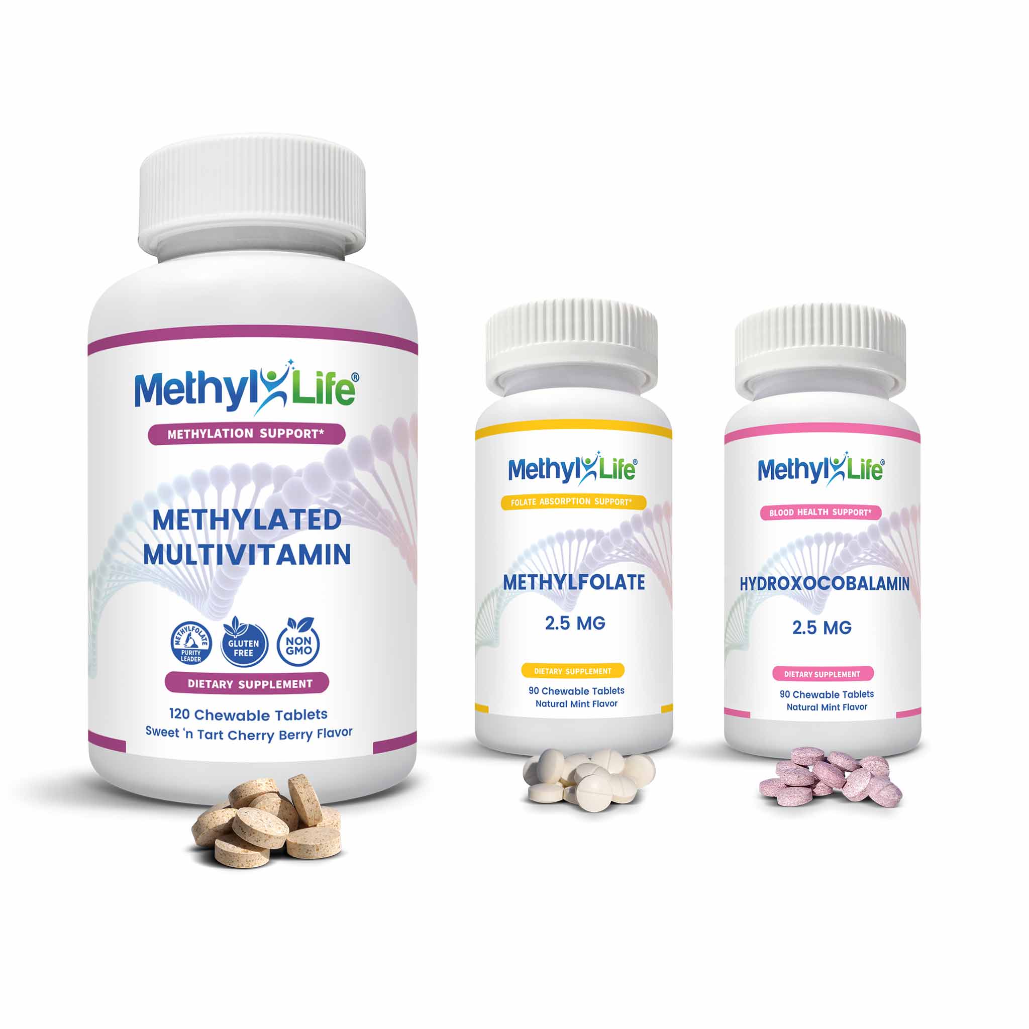 Pregnancy Bundle (3 product bottles + tablets) - Chewable Methylated Multi + L-Methylfolate 2.5 + Hydroxocobalamin - Methyl-Life