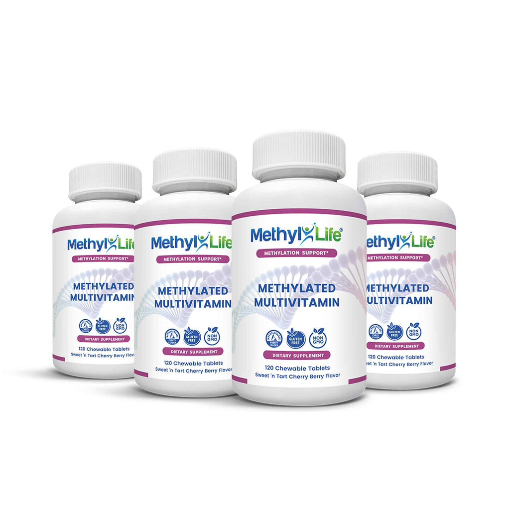 Wholesale: 4-pack of Methylated Multi (4 bottles - 120 chewable tablets) - Methyl-Life