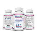 Chewable Methylated Multivitamin - L-methylfolate + Active B12 - bottle all 3 sides - 30 Adult Servings - Methyl-Life