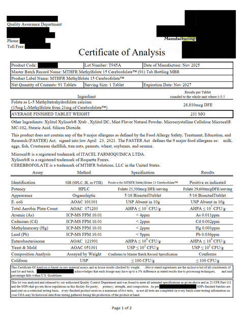 L Methylfolate 15 mg - A Mood-Boosting Supplement