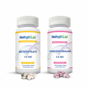 Actives for Sensitives Bundle (2 product bottles + tablets) - L-Methylfolate 2.5 mg + Hydroxocobalamin 2.5 mg - 90 ct - Chewables - Methyl-Life