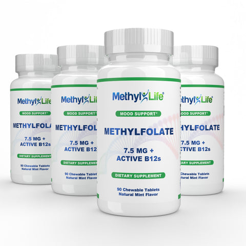 Wholesale:  4 pack of Methylfolate 7.5+ Active B12