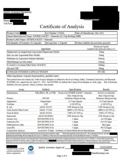 NACET + NutriCloak™ Minerals - Ultra Antioxidant Absorption
