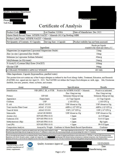 NACET + NutriCloak™ Minerals - Ultra Antioxidant Absorption - April Sale - Methyl-Life® Supplements