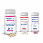 Mood Support Bundle (3 product bottles + caps/tabs) - L-Methylfolate 10 mg + Active B12 Complete + Non-Methylated Multivitamin - Methyl-Life