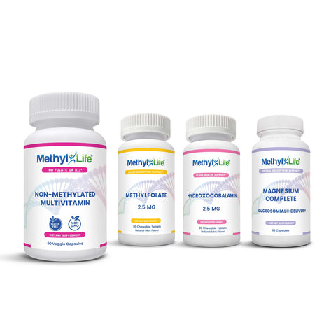 MTHFR Supplements: L-Methylfolate, Vitamin B12 Supplement, Multivitamin & Magnesium - Methyl-Life® Supplements