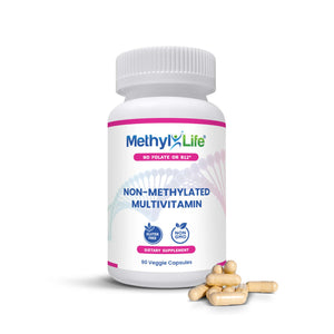 Non-Methylated Multivitamin - bottle front with capsules - 45 servings - Methyl-Life