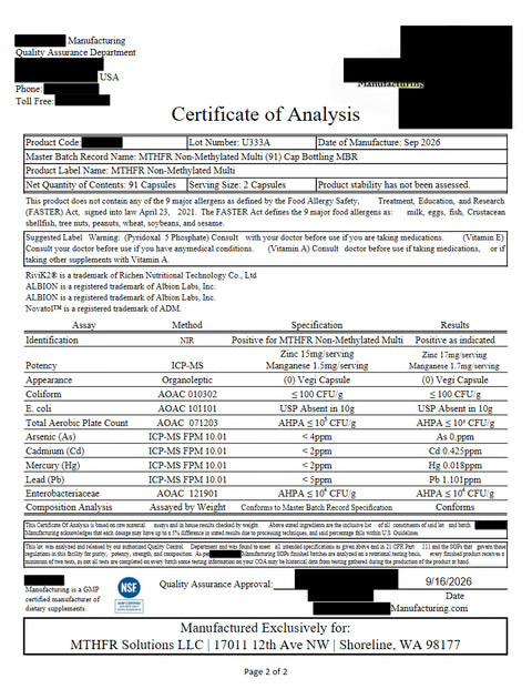 Non-Methylated Multivitamin with Cognitive Nutrients