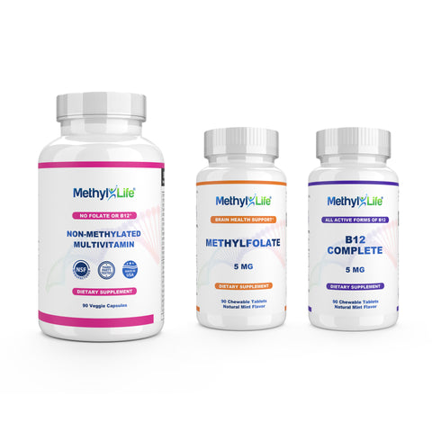 Methylation Vitamins: Methyl B12 & Methylfolate 5 MTHF - 3 Product Pack
