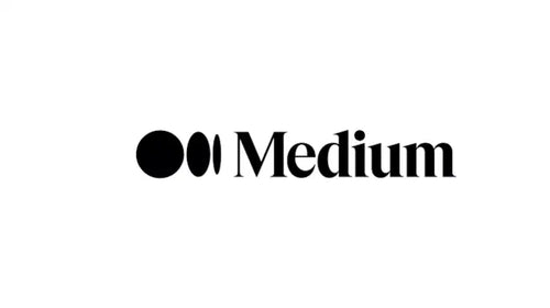 Black ’medium’ logo with three circular icons to the left of the text.