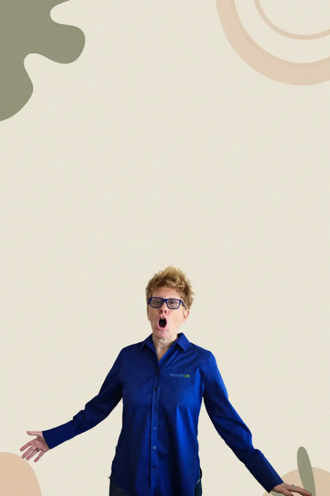 Blue button-up shirt with a small embroidered logo on the left chest.