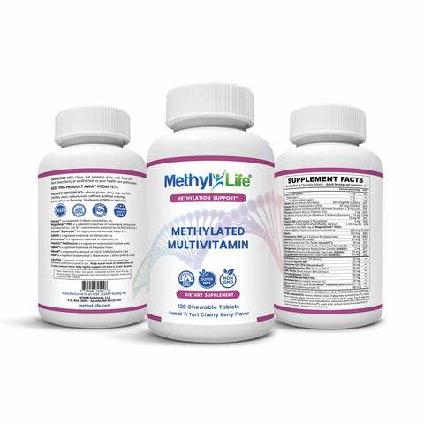 Chewable Methylated Multivitamin - L-Methylfolate + Active B12 - MTHFR/Pregnancy/Children - Methyl-Life® Supplements