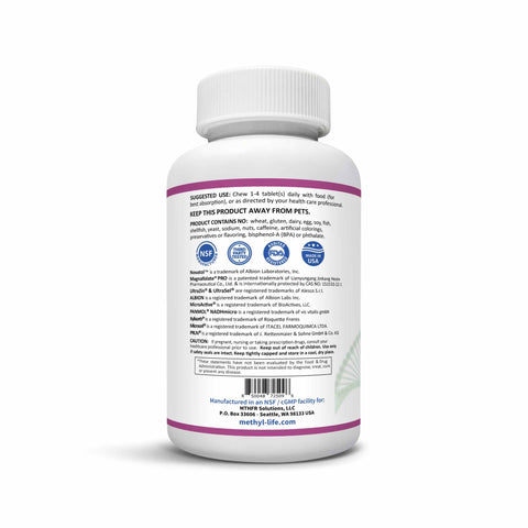 Chewable Methylated Multivitamin - L-Methylfolate + Active B12 - MTHFR/Pregnancy/Children - Methyl-Life® Supplements