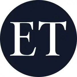 Dark blue circular logo with white serif letters ’et’ centered inside.