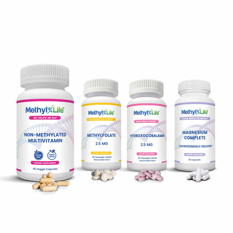 MTHFR Supplements: L-Methylfolate, Vitamin B12 Supplement, Multivitamin & Magnesium - Methyl-Life® Supplements